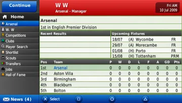 Football Manager Handheld 2010 (EU) screen shot game playing